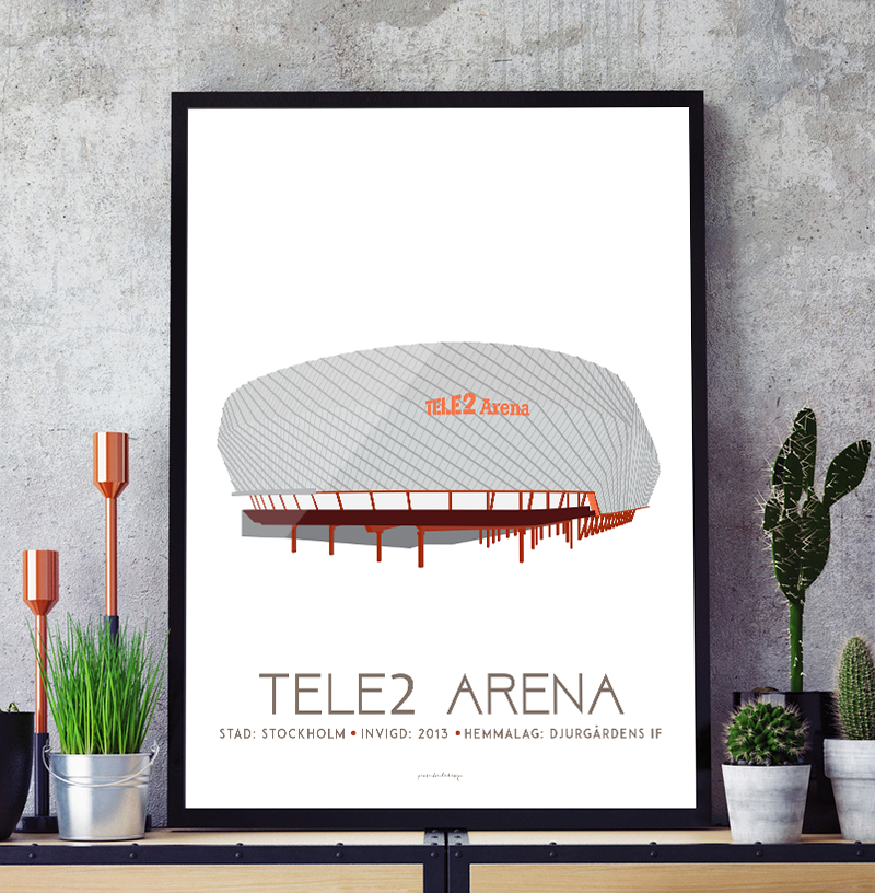 Tele2 Arena - Djurgårdens IF - Art deco Posters, affischer, tavlor Pansarhiertadesign