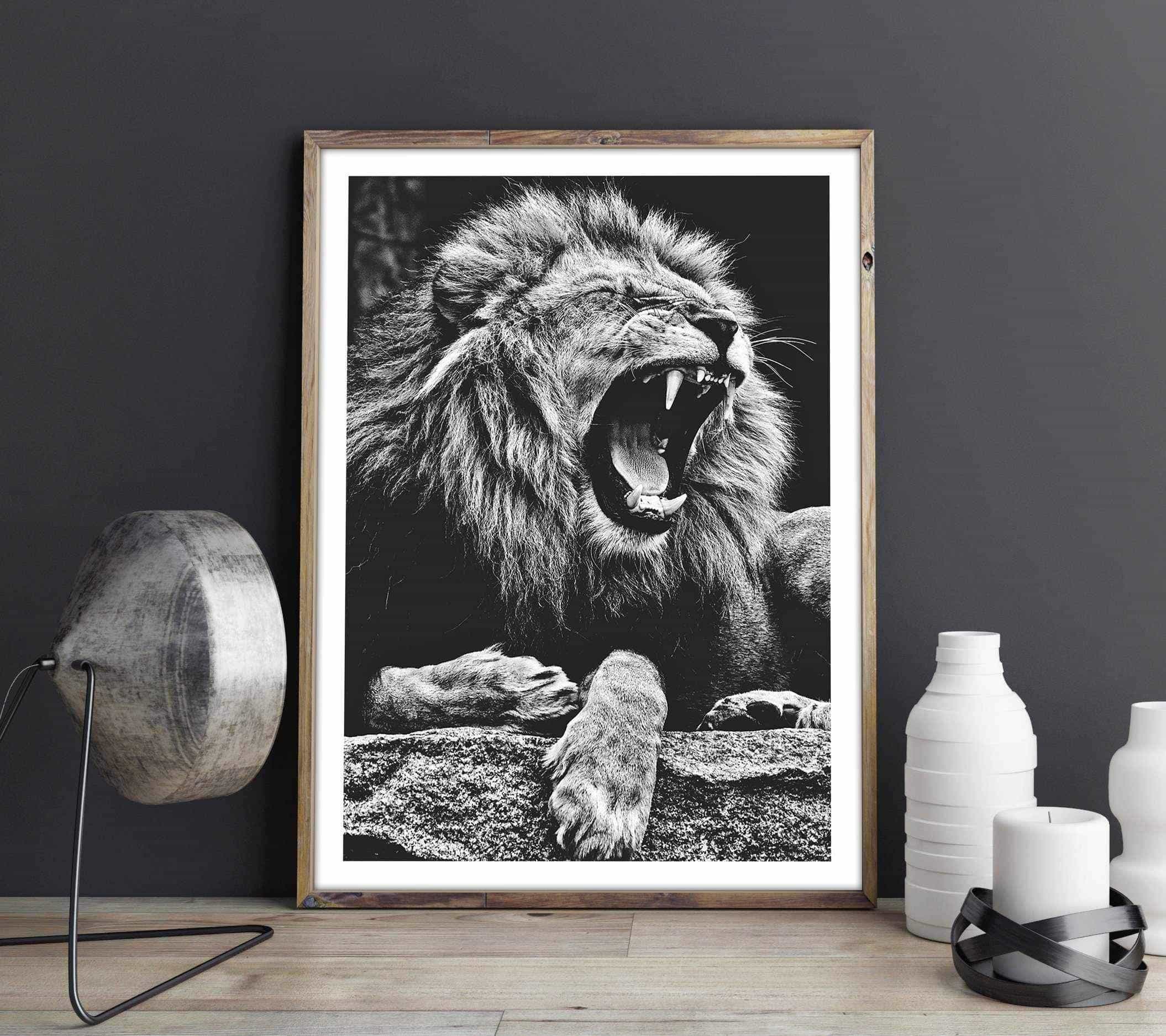 Lion - Monochrome Posters, affischer, tavlor Pansarhiertadesign