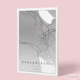 Örnsköldsvik - Kartposter Posters, affischer, tavlor Pansarhiertadesign