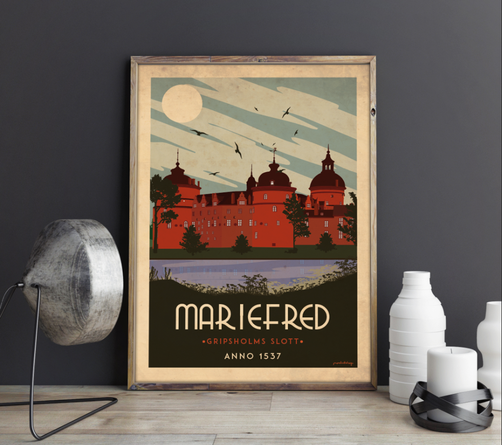 Mariefred - Art deco Posters, affischer, tavlor Pansarhiertadesign