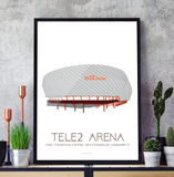 Tele2 Arena - Hammarby IF - Art deco Posters, affischer, tavlor Pansarhiertadesign