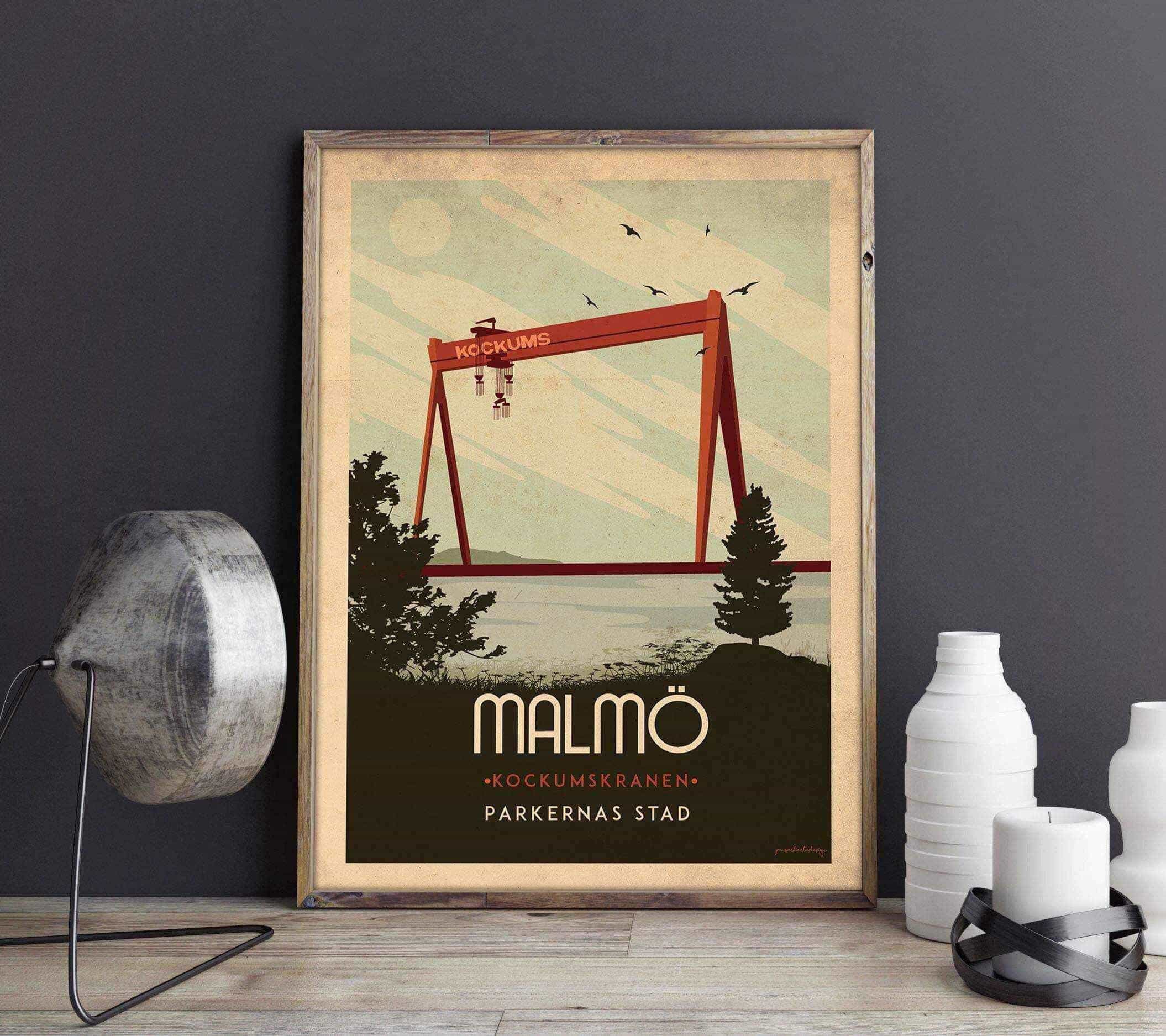 Malmö - Kockumskranen - Art deco Posters, affischer, tavlor Pansarhiertadesign