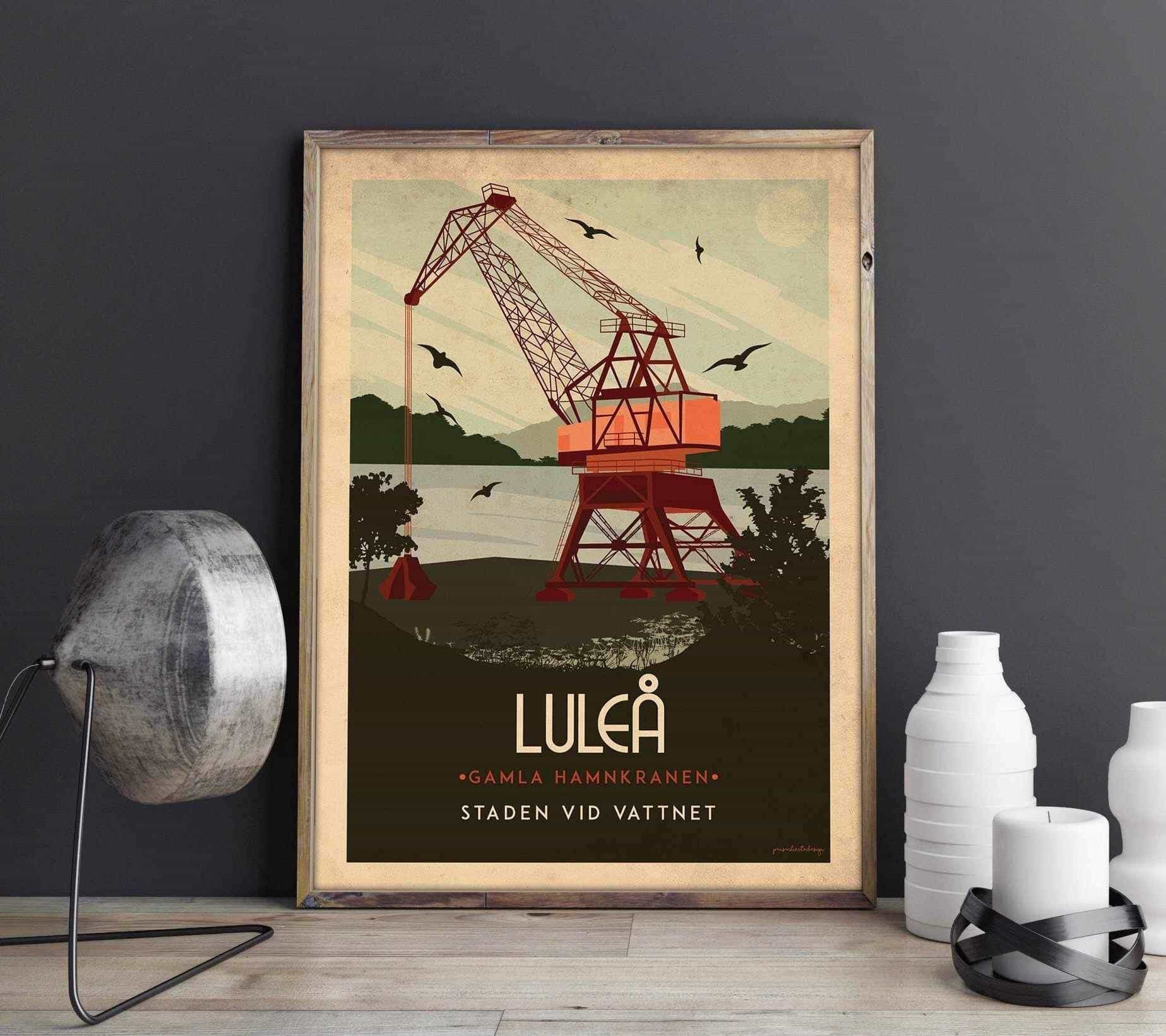 Luleå - Gamla hamnkranen - Art deco Posters, affischer, tavlor Pansarhiertadesign