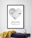 Bröllopskarta - Olika städer Posters, affischer, tavlor Pansarhiertadesign
