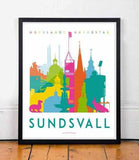 Sundsvall Färgglad Posters, affischer, tavlor Pansarhiertadesign